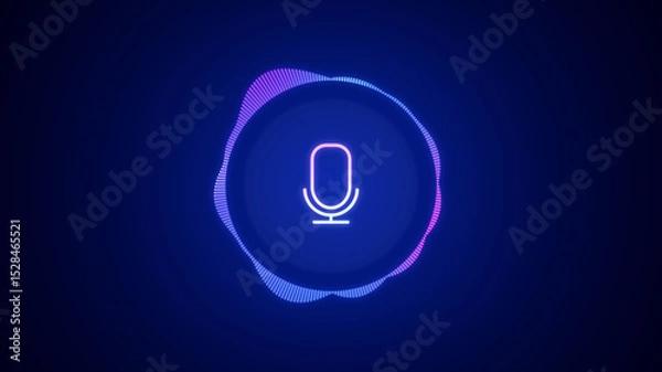 Fototapeta AI voice recognition personal assistant technology concept, smart artificial intelligence app screen, machine speech generated, online support chat bot, automated virtual business customer service