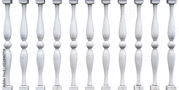 Obraz Classic white stone balustrade with columns isolated on white background