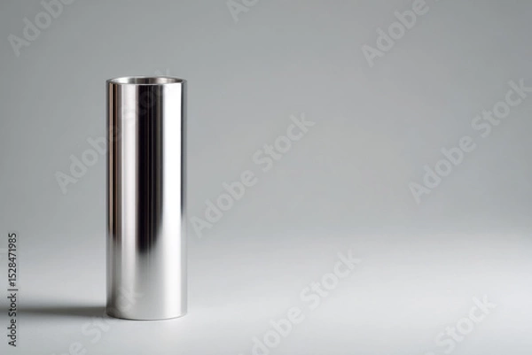 Fototapeta polished metal rod with ultrabright sheen standing upright on clean minimalistic background