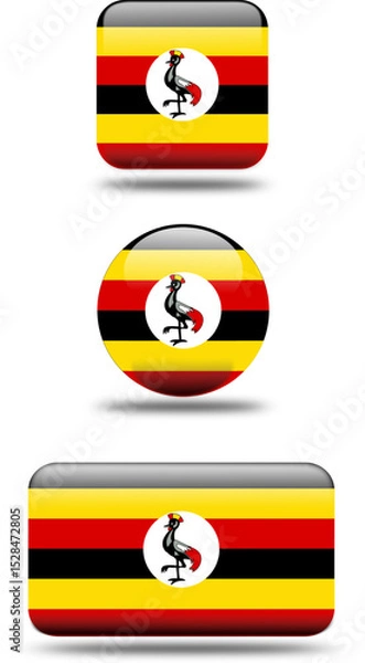 Fototapeta Set of 3D Uganda Flags in Multiple Shapes and Styles