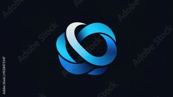 Fototapeta Minimalist logo of a stylized infinity loop made from fiber-optic cables, representing continuous innovation in tech