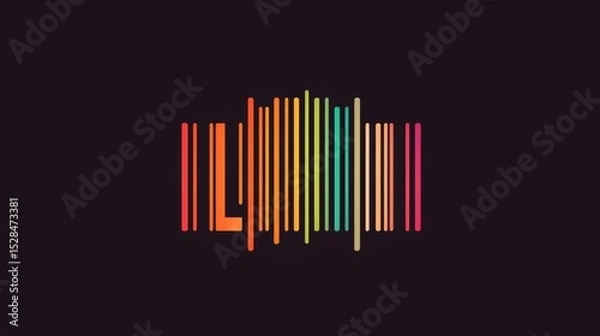 Fototapeta Minimalist tech logo with monospaced font initials and barcoded underline, great for software or developer identity