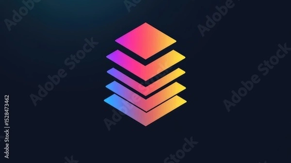 Fototapeta Modern logo with stacked rectangles and fade effects, simulating data storage or file transfer layers