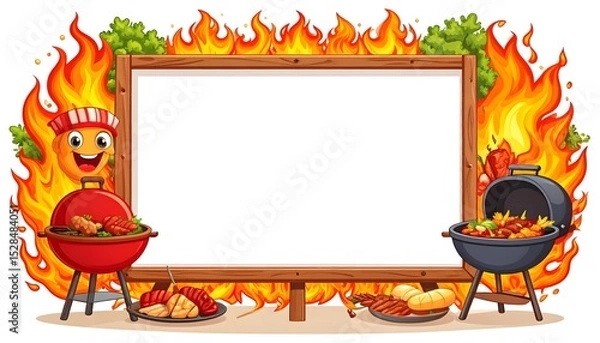 Obraz Grilled food frame for menu design high resolution photo