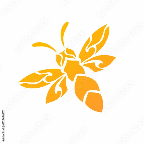 Obraz Stylized Yellow Bee Vector Logo Design tribal art 
