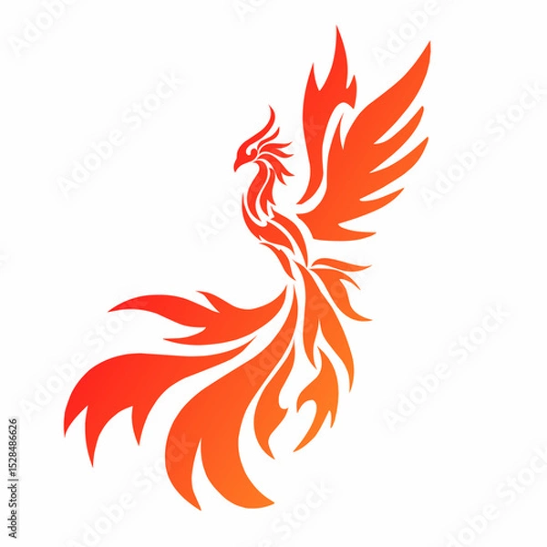Obraz Stylized Phoenix Bird Logo in Fiery Gradient Design