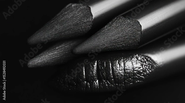 Fototapeta Monochrome Harmony: A Still Life of Charcoal Pencils in Intricate Detail