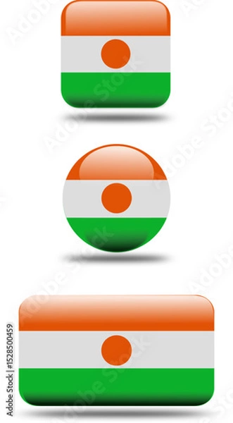 Fototapeta Set of 3D Niger Flags in Multiple Shapes and Styles