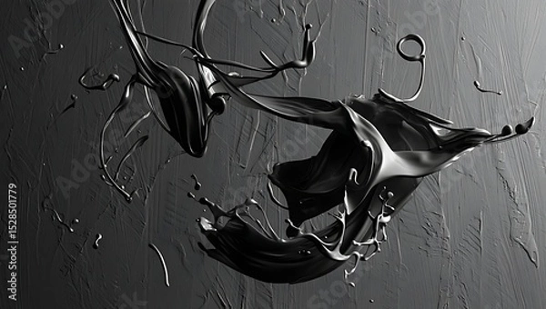 Fototapeta Abstract Black Liquid Art Dynamic Splashes and Swirls