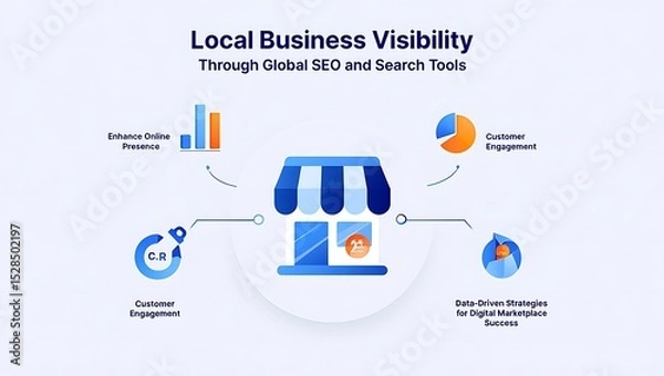 Fototapeta Boost Local Business Visibility A Guide to Global SEO and Search Tools