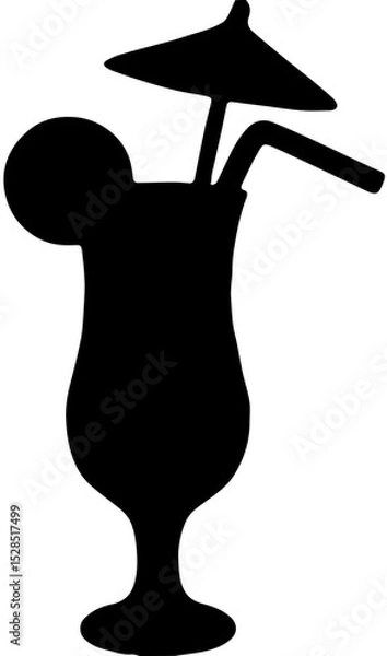 Obraz Juice Icon on Black and White Vector Backgrounds,There is a cup of fresh mango juice on the black background
