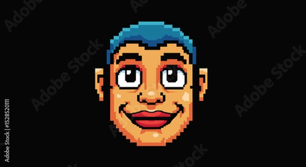 Fototapeta Pixel art human face in front of black background