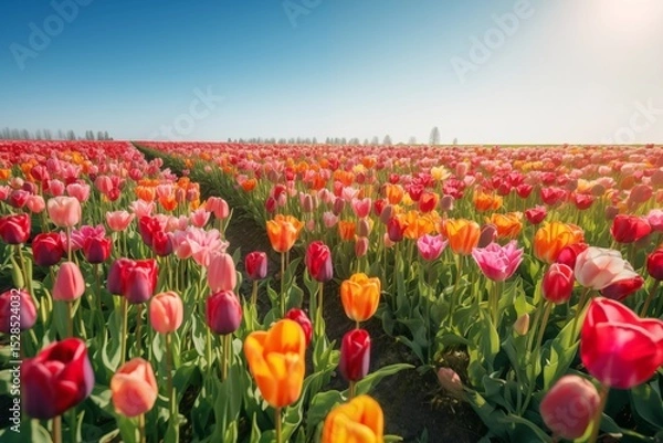 Obraz Dutch Tulip Fields in Bloom During the Spring Festival