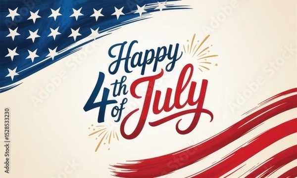 Fototapeta Happy 4th of july patrioitc design with flag background