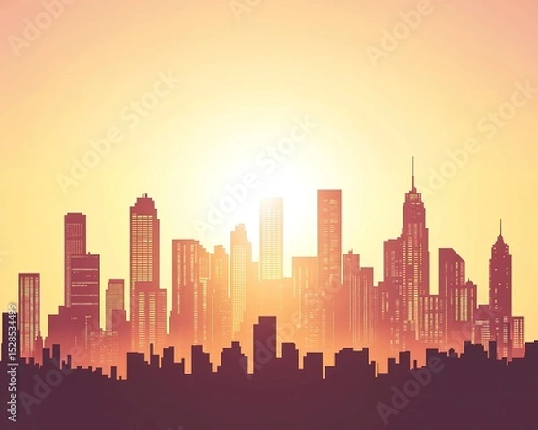 Fototapeta Silhouette Cityscape At Sunset