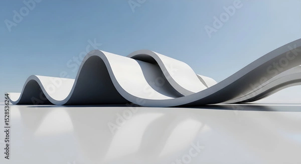 Fototapeta  Wavy White Architectural Form with Futuristic Minimalist Aesthetic