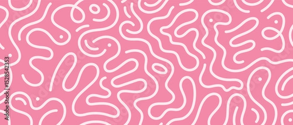 Fototapeta Trendy doodle seamless pattern with vibrant curved lines. Abstract fun background for lifestyle design, packaging, and creative projects.