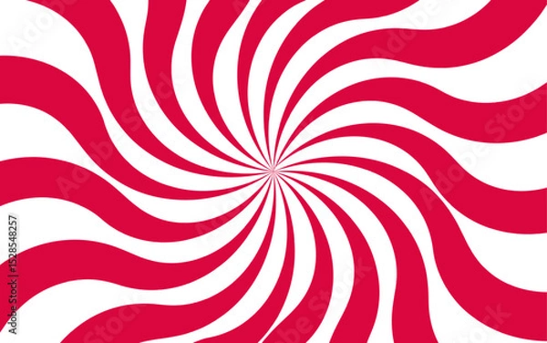 Fototapeta Abstract vivid spiral pattern featuring alternating orange and white wavy radial lines. Dynamic, hypnotic vortex effect. Swirling lines twist outward with curvature with motion and energy.