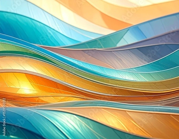 Obraz 夏のサンセットカラーのステンドグラス風アート