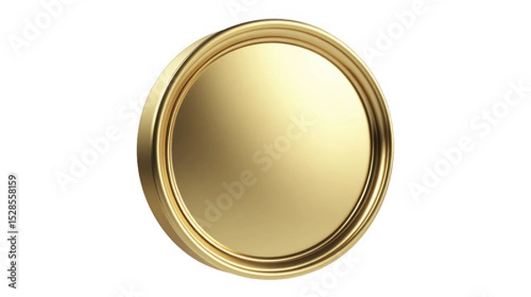 Fototapeta Golden disc with metal border on a transparent background, PNG image, PNG file.