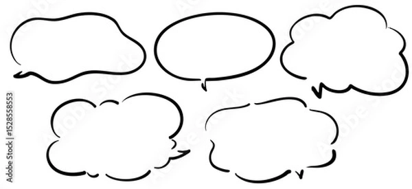 Fototapeta かわいい手書きの吹き出しセット　フレーム ベクター黒