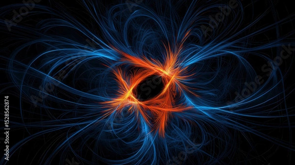 Fototapeta Dynamic Swirls of Blue and Orange Light Creating a Futuristic Abstract Background with Energy Flowing Through an Artistic Design