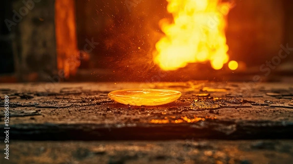 Fototapeta Warm Glow of a Candle on a Rustic Table Surrounded by Flickering Flames Creating a Cozy and Intimate Atmosphere in a Dimly Lit Space