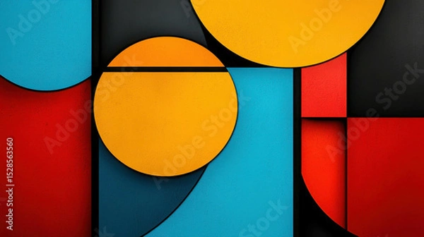 Fototapeta Abstract geometric composition featuring vivid colors and distinct shapes creating a modern and dynamic visual experience for contemporary design projects