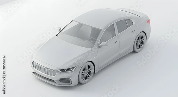 Obraz Clean White Car Model: Automotive Design Study