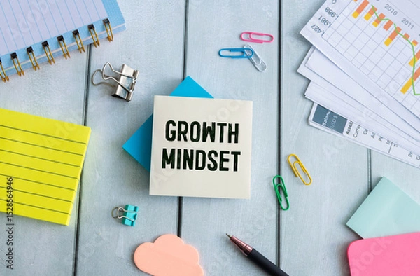 Fototapeta Grow positive thoughts symbol. Concept words Grow positive thoughts on blocks.