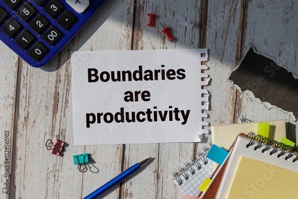 Fototapeta White paper and the inscription Boundaries are productivity