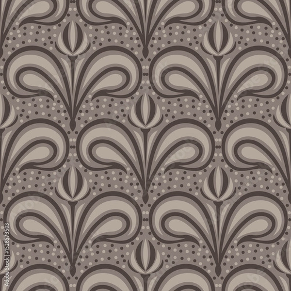 Obraz Beige and Brown Vintage Floral Seamless Pattern