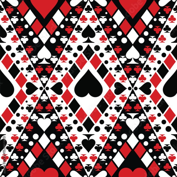 Fototapeta Playing Cards Suits Symbols Seamless Pattern