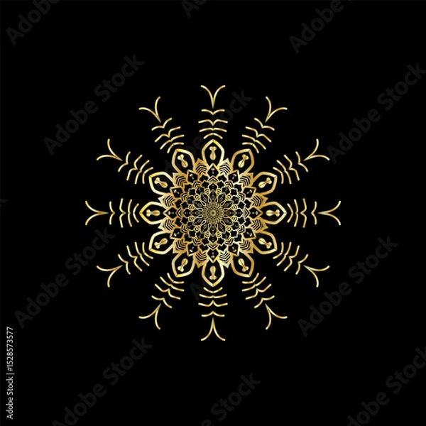 Obraz Elegant Gold Mandala on Black Background
