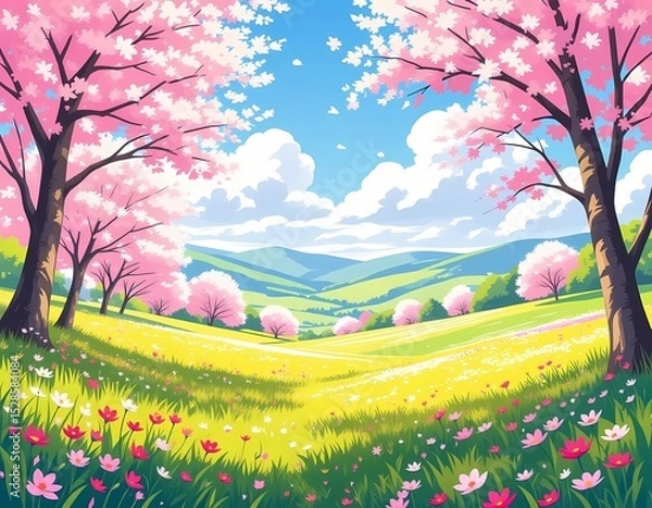 Obraz Light clouds drift across a bright summer sky with animation feel
