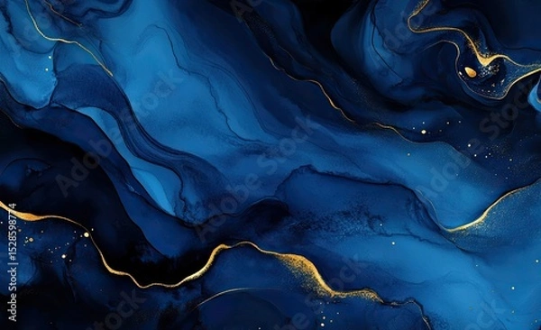 Obraz Abstract swirling design of deep blues and golds
