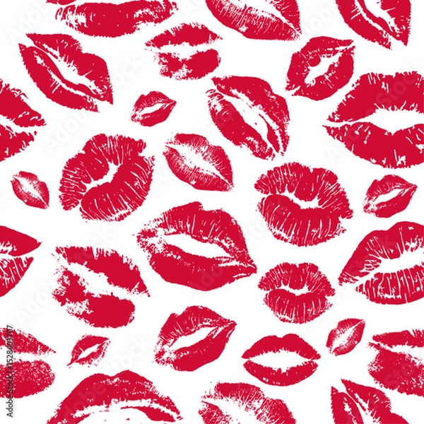 Fototapeta Lipstick kiss seamless pattern background