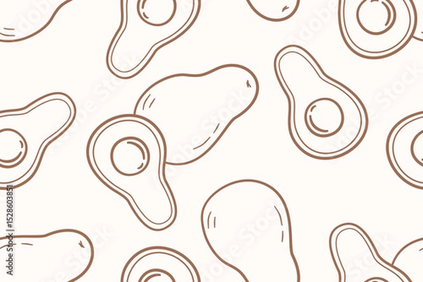 Fototapeta Seamless pattern with brown avocado line.