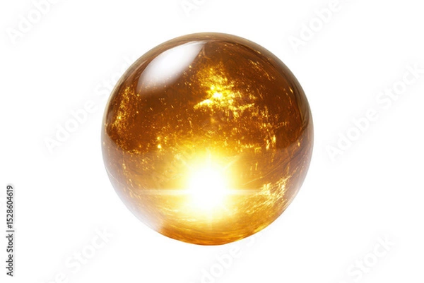 Fototapeta Luminous golden orb isolated on transparent background