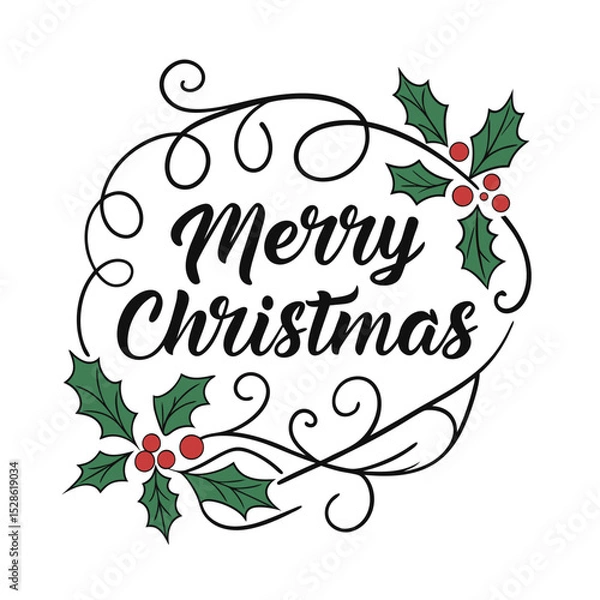 Fototapeta christmas greeting card with holly