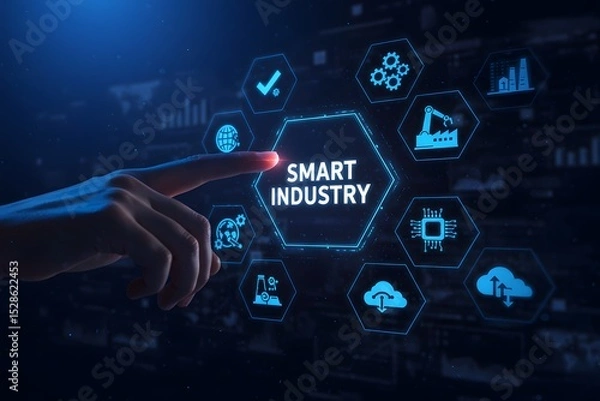 Fototapeta Smart industry 4.0 innovation automation manufacturing technology concept.Generated AI