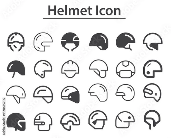 Obraz Helmet icon Set. Engineer icon in line style. stock illustration. Helmet and gear. Safety and protection, engineer. Construction, labor and engineering symbols. Workwear, helmet construction.svg