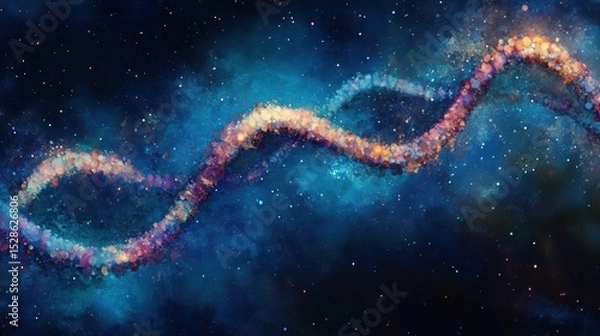 Fototapeta DNA double helix genetic material. Gene sequencing abstract design. Floating in space background, 
science, abstract, biology, biotechnology, molecular, health, geneti