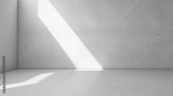 Fototapeta abstract. minimalistic background for product presentation. walls in  large empty room. can full of sunlight. Loft wall or minimalist wall. Shadow, light from windows to plaster wall.