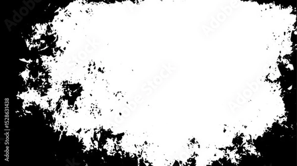 Fototapeta Distressed Grunge Frame with Splatter Edge Texture and Blank Center for Overlay or Poster Design