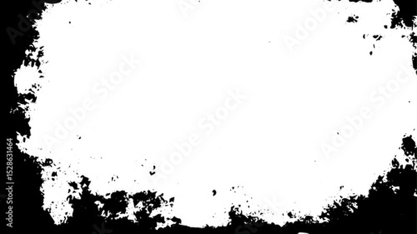 Fototapeta Distressed Grunge Ink Border Frame with Abstract Black Texture on White Background