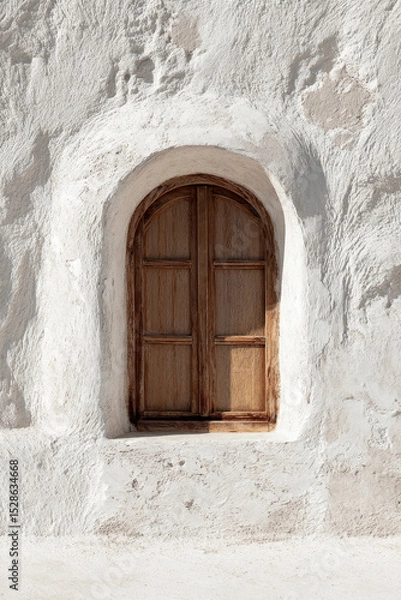 Obraz Small Arch Window in White Textured Wall.