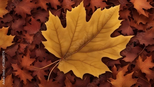 Fototapeta autumn leaf falling revealing intricate leaf vein generated by AI