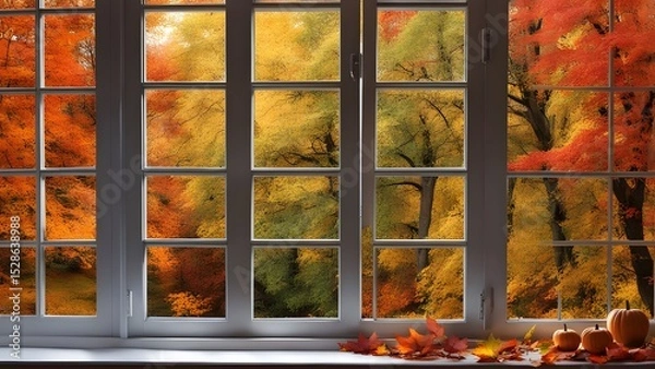 Fototapeta beautiful autumn outside the window