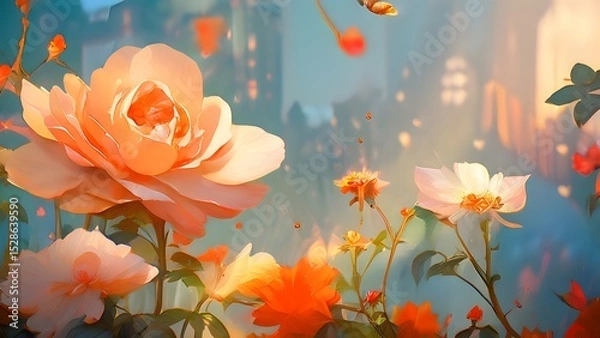 Fototapeta beautiful watercolor floral unreal engine 